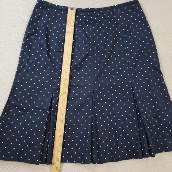 Bandolino Navy Blue Polka Dot Skirt Pleated Flare Midi Size 12 - Picture 6 of 14